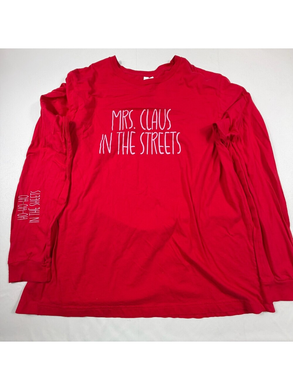 Bella+Canvas Red Long Sleeve Shirt Mrs. Claus In The Streets Size 3XL